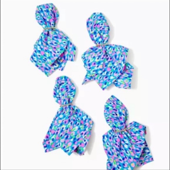 Lilly Pulitzer Hottie Dottie GWP Set of 4 Napkins With Napkin Rings NEW IN BOX - Picture 4 of 7